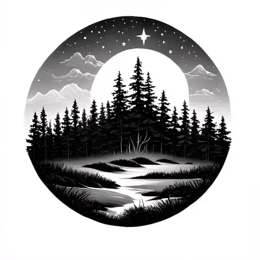 Stars With Forest Landscape