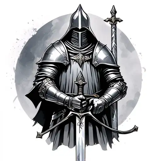Templar Knight Holding Sword
