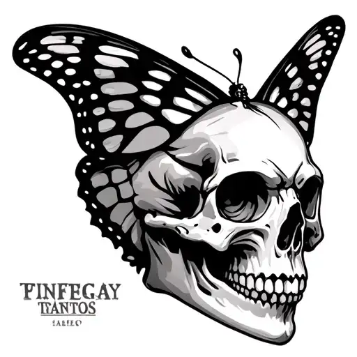 A Butterfly Skull With The Top Of The Skull Head That Fade