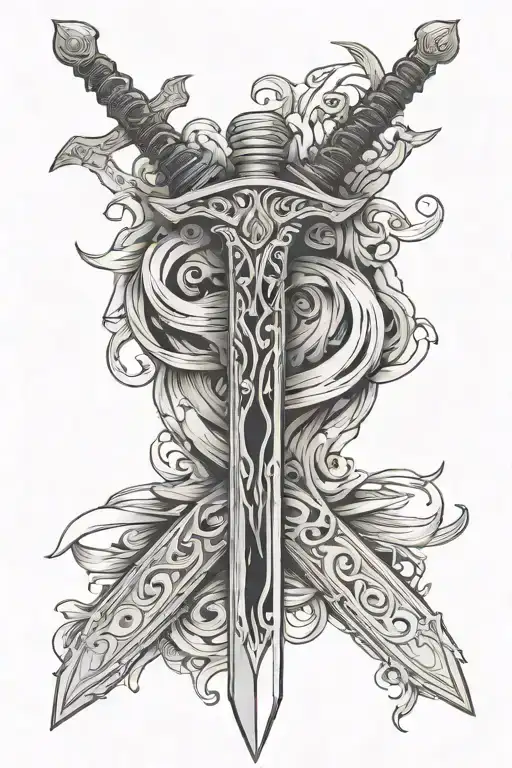 Sword With Word Blade Wrapped Around It