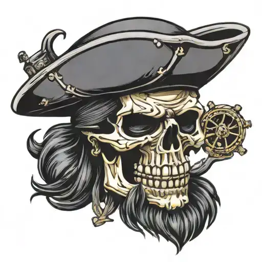 Pirate Skull With Eyepatch Hat And Gold Teeth