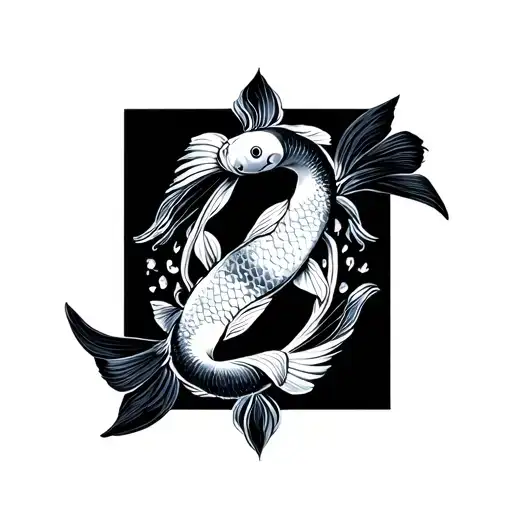 Neda Symbol With Two Koi Fish