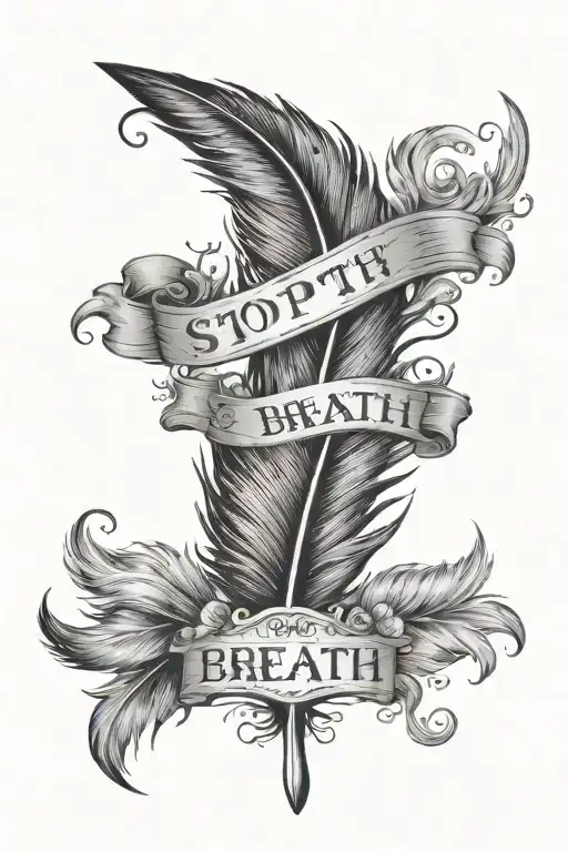 Feather With The Words Stop Breath Be Written In The Bards