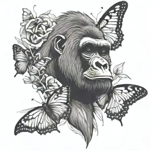 Gorilla And Butterfly