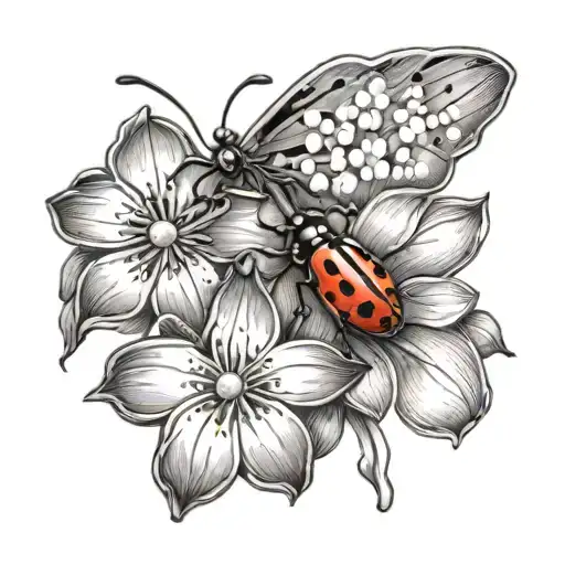 Forget Me Not Flower With Ladybug