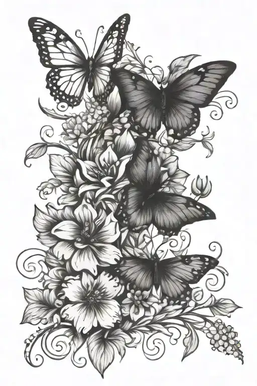 November Birth Flower Vine September Birth Flower Vine March Birth Flower Vine With Butterflies