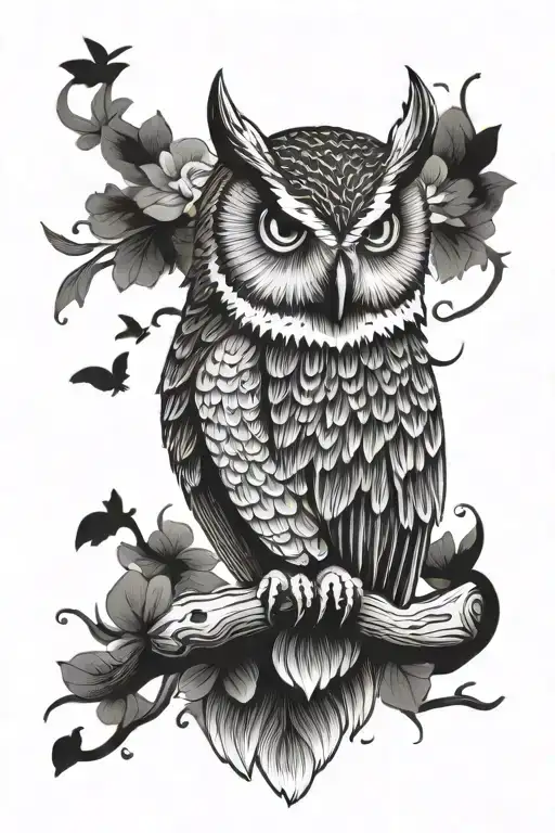 Owl With Left Wing Raised