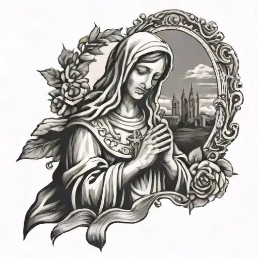 Saint Mary Praying With A Birthday Date