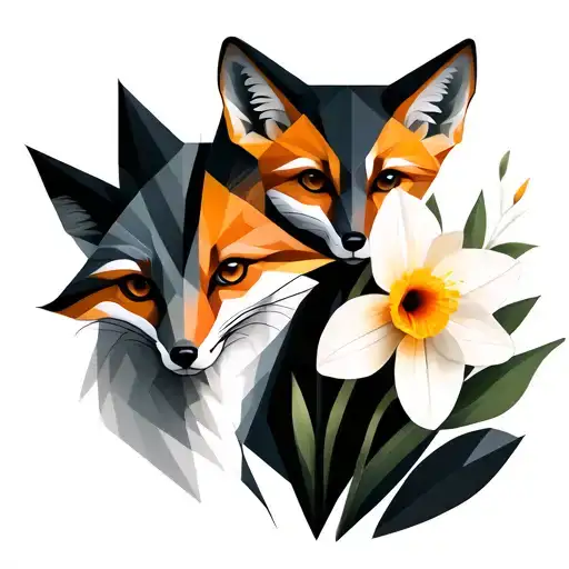 Geometric Fox And Daffodil
