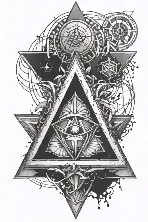 Trinity Symbol Surrounded By Cetlic D Triangles That Merge
