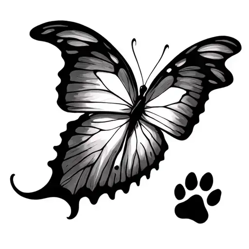 Vine Butterfly Heart Dog Paw