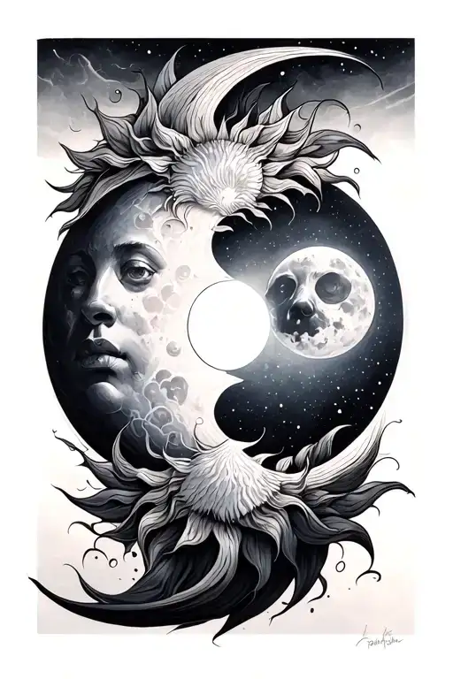 Sun And Moon Merging Together