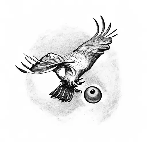 Flying Raven With Eyeball In One Claw