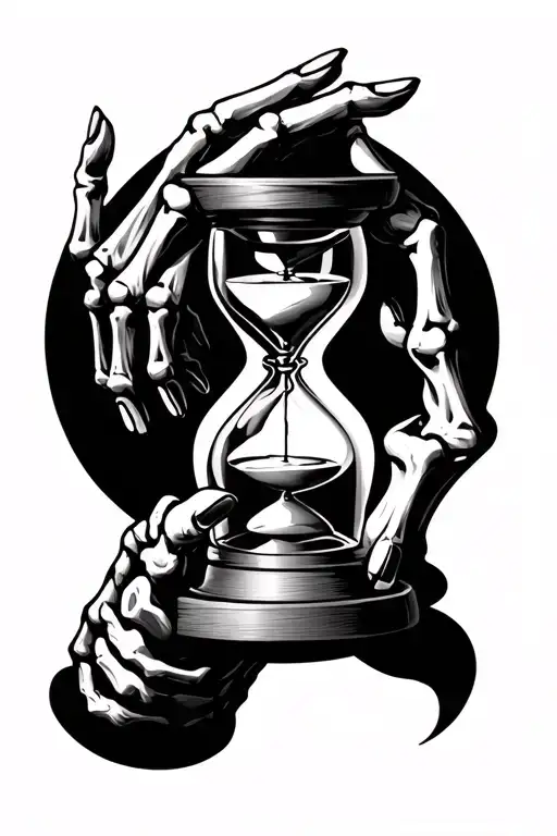 Skeleton Hand Holding Hourglass