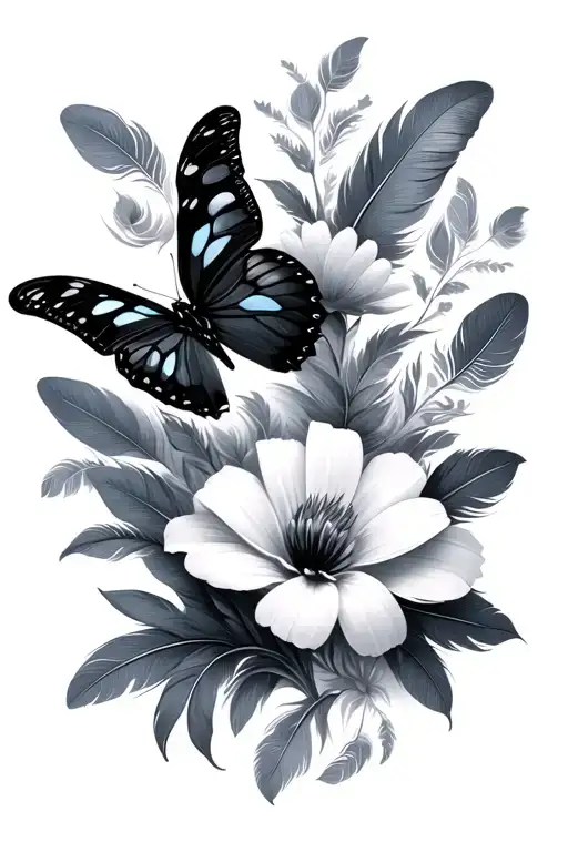 Feather Flowers Butterfly