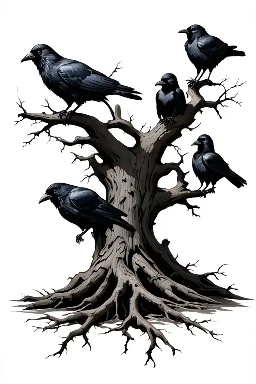 Viking Tree Growing With Crows Sitting