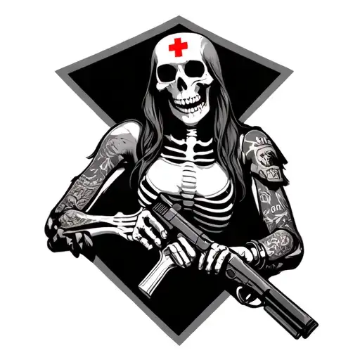 Her Protector His Medic Skeleton Holding A Gun Matching