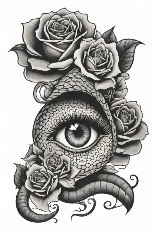 Eye With Snake And Roses