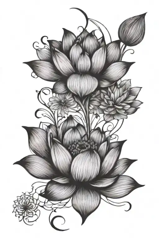 Lotus And Unalome Symbol With Lotus