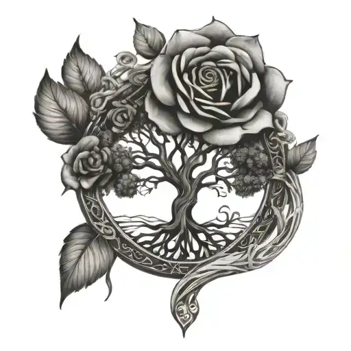 Tree Of Life With Rose Intertwined