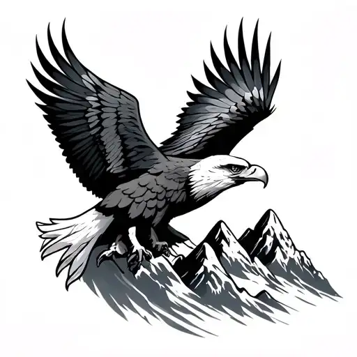 Eagle With Mountains