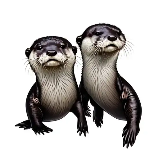 Realism 4 Otters Swimming