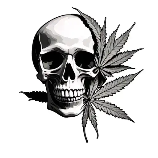 Skull And Weed Leaf Morphing Half Skeleton