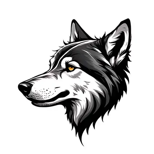 Half Wolf Head Outline