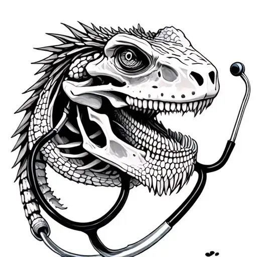 Bearded Dragon Skeleton With Stethoscope