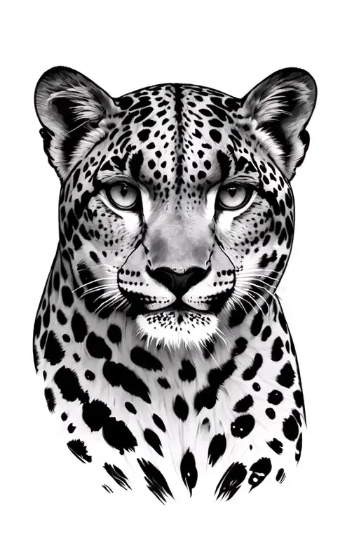 Snow Leopard Realistic Black And Grey