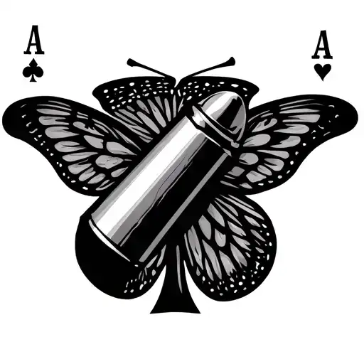 Bullet With Butterfly Wings And An Ace Of Spades Card To Represent The Vietnam War