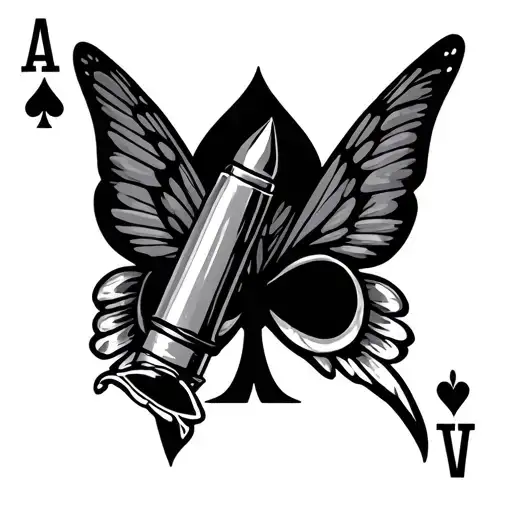 Sharp Bullet With Butterfly Wings And An Ace Of Spades Card To Represent The Vietnam War