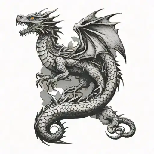 Quarter Sleeve Dragon On Mountain Peak