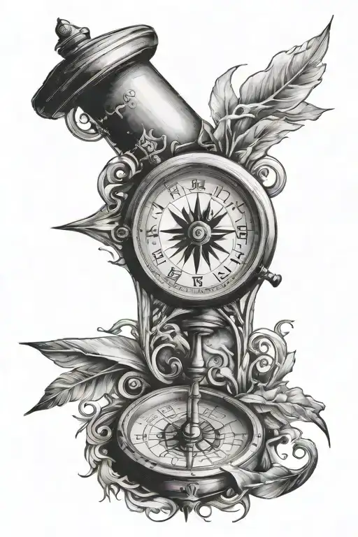 Compass And Broken Hour Glass