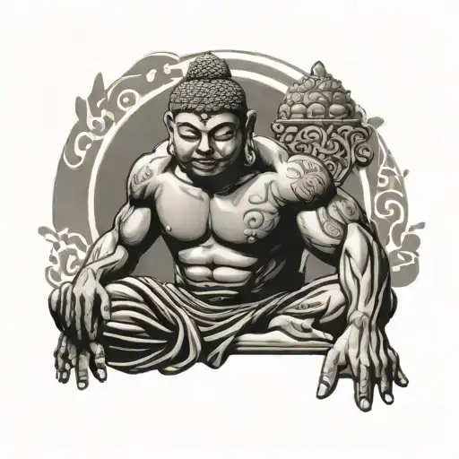 Buddha As A Bodybuilder Flexing Their Muscles