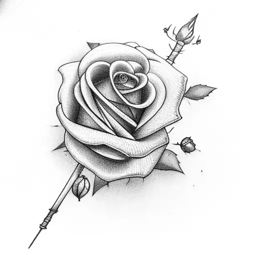 Single Rose Tree And Arrow Side By Side