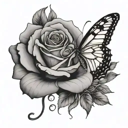 Rose And Butterfly With The Name Taymika Around The Rose