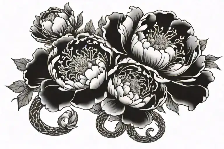Peony Flowers Snake