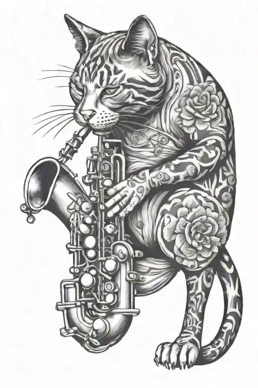 Cat Playing Saxophone