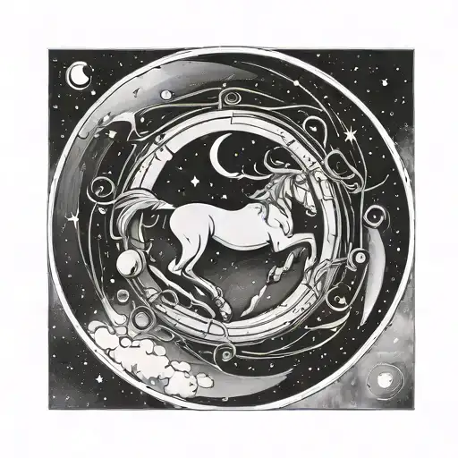Simple Sagittarius Astrological Sign Only Surrounded By Moon Upside Down