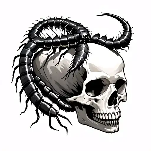 Centipede Crawling Through Skull