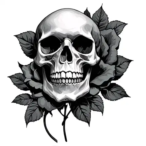 Skull In The Middle Of Rose