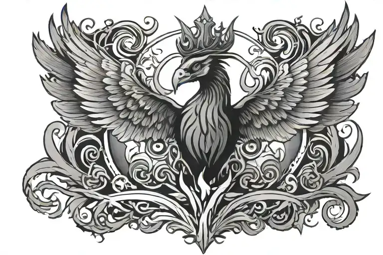 Crown Gratitude Symbol Phoenix Rising From Ashes