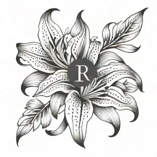 Tiger Lilly Flowers With Initials Ajtmlla