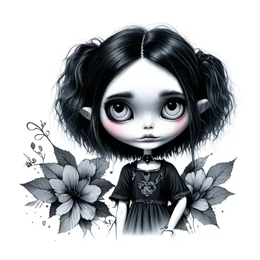 Coraline Doll In Black Grey