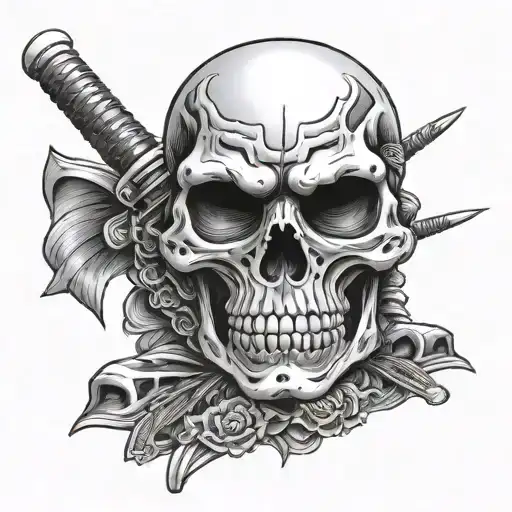 Samurai Skull Looking Forward