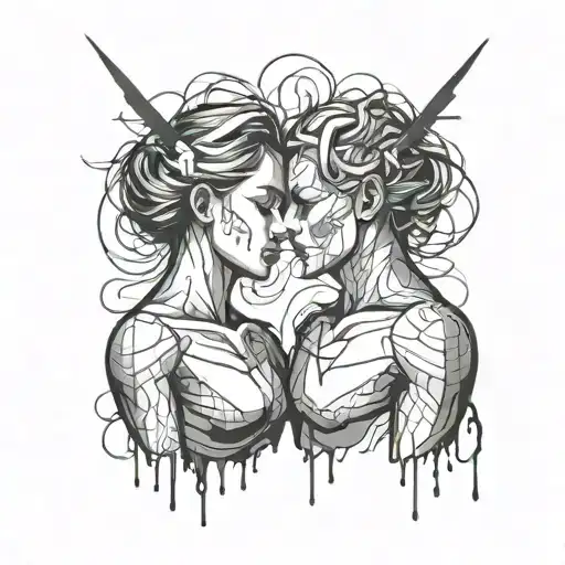 Male And Female Minimalistic Love Pain And Strength