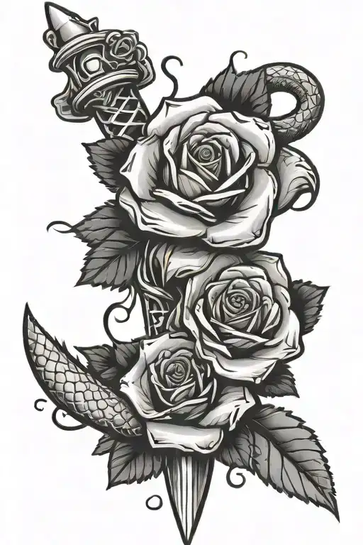 A Dagger With A Snake And A Rose