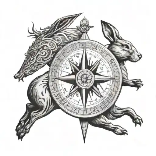 Viking Compass With A Hare Etching