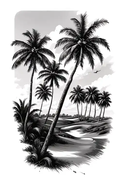 Palm Trees Golf Course Landscape
